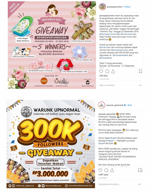 Gambar postingan instagram giveaway