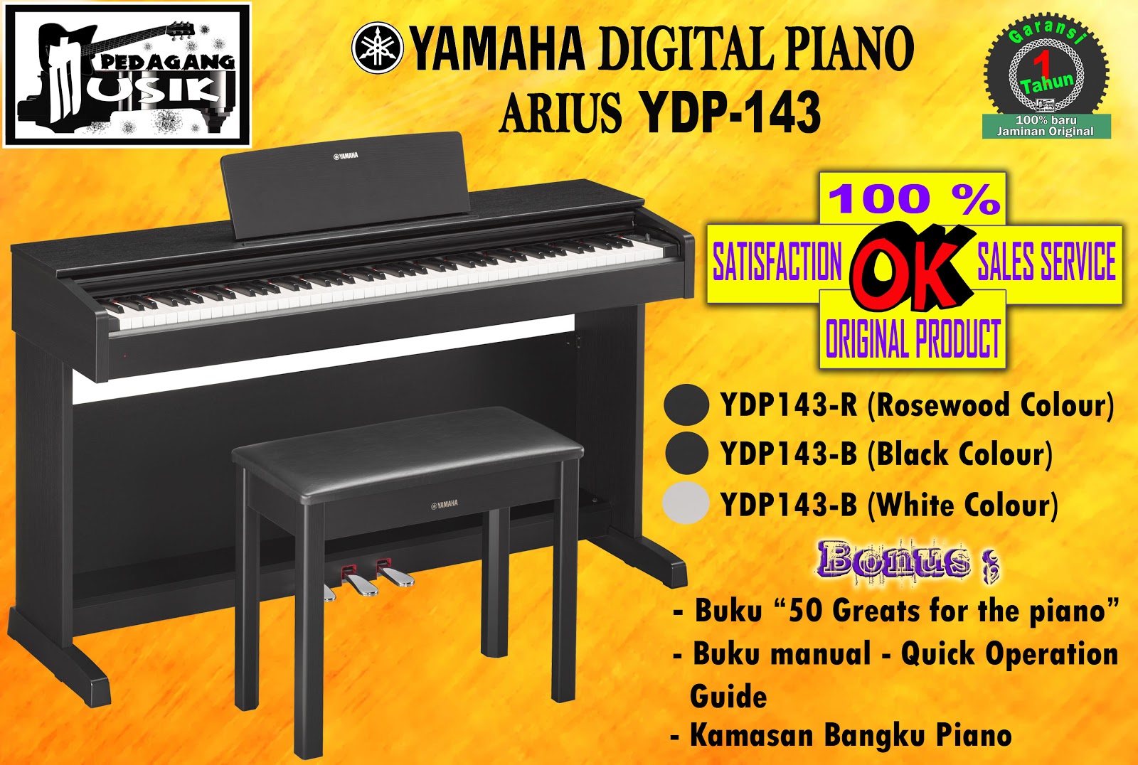 JUAL BARU YAMAHA DIGITAL PIANO SEGEL GARANSI 1 TAHUN (YDP143