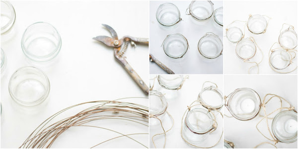 Farolillos con botes de cristal diy