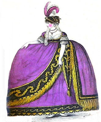 A lady in court dress  from A book explaining the ranks  and dignities of British Society (1809)