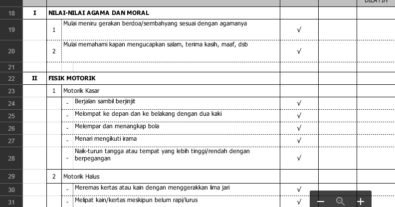 Format LPPA PAUD/TK Usia 23, 34, 45, 56 Tahun