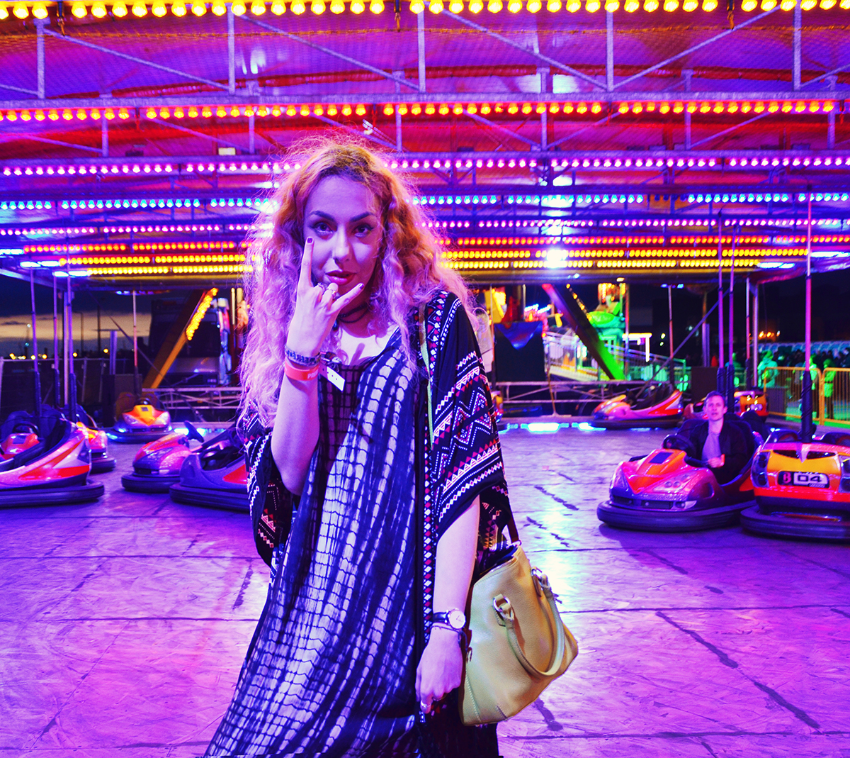 Festival Style Blogger Stephi LaReine funfair styled a kimono, drape dress and chunky brogues Festival Style Blogger Stephi LaReine funfair styled a kimono, drape dress and chunky brogues