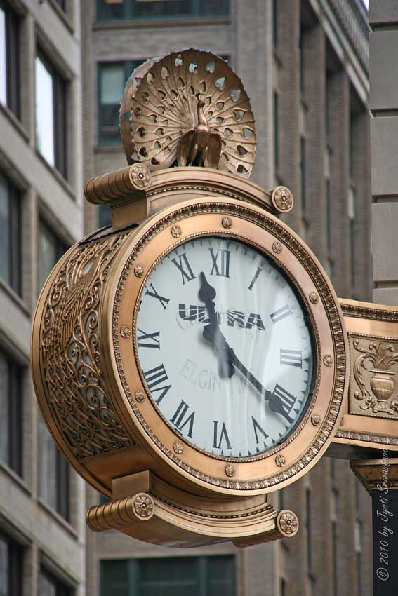 Public Art in Chicago Loop Peacock Clock