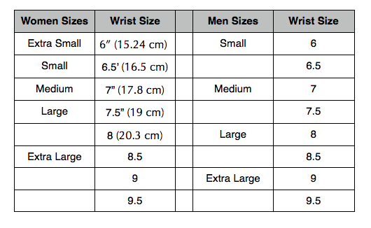 Standard Bracelet Sizes