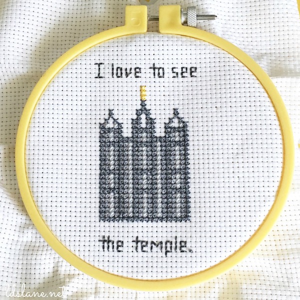 I Love to See the Temple - free cross stitch pattern by LDS Lane