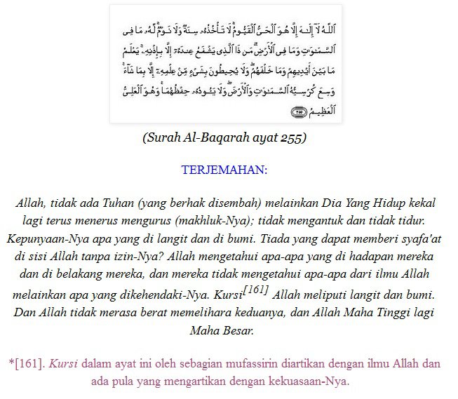 m3sr0: Ayat Kursi dan Terjemahannya