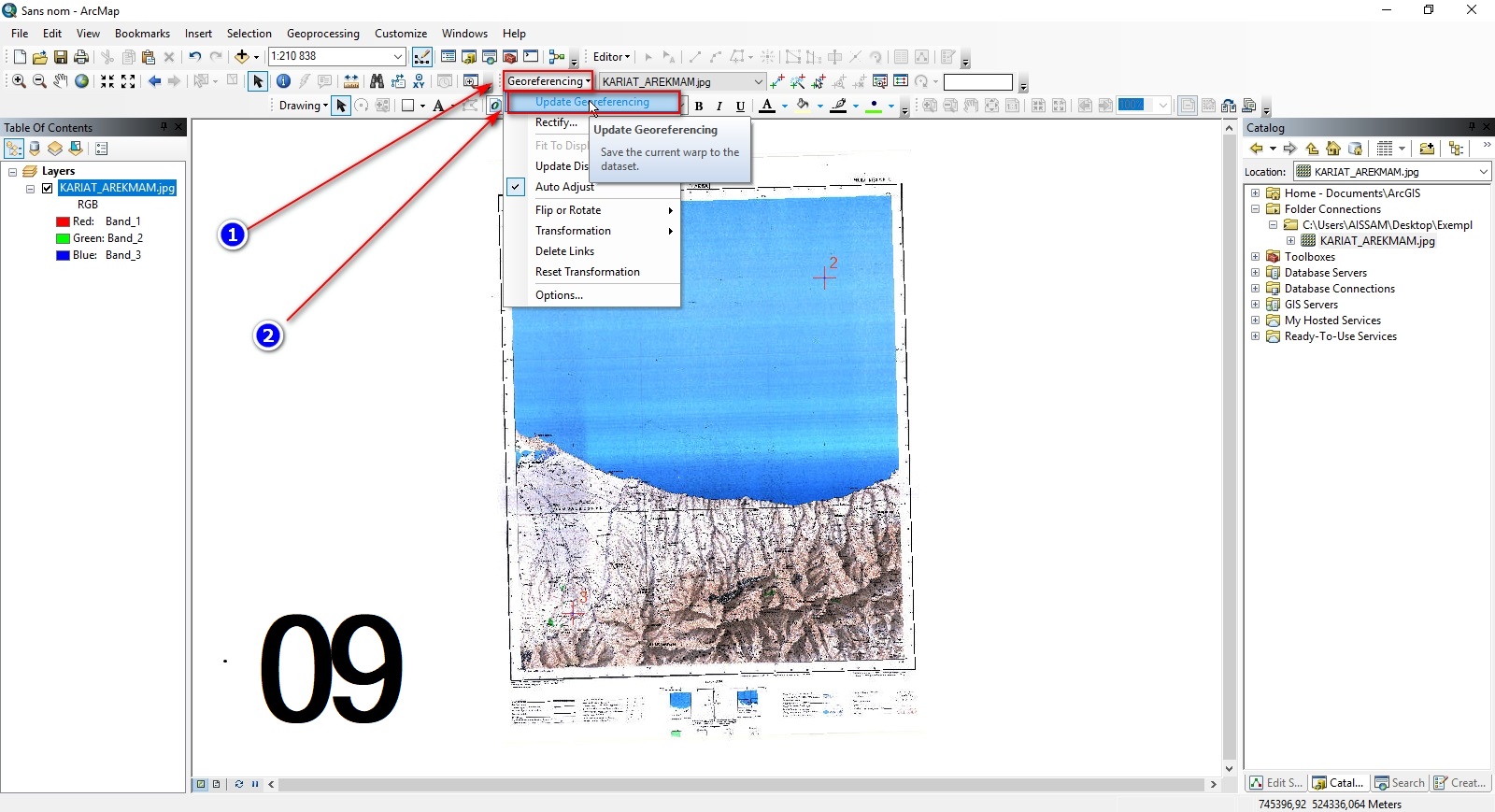 الشرح 03 الإسناد الجغرافي على برنامج Arcgis