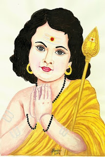 Poster colour Painting of Lord Karthikeya by Sreeja Renganath