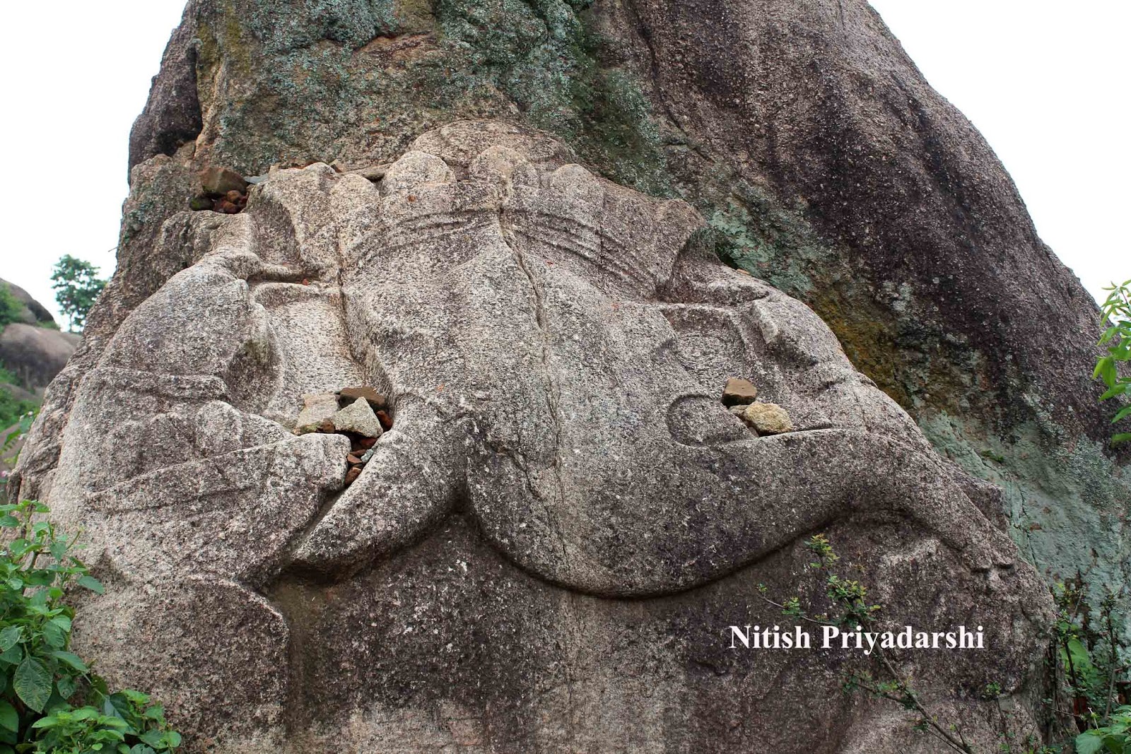 Environment and Geology Ancient rock carvings on granite rocks near Ranchi city.