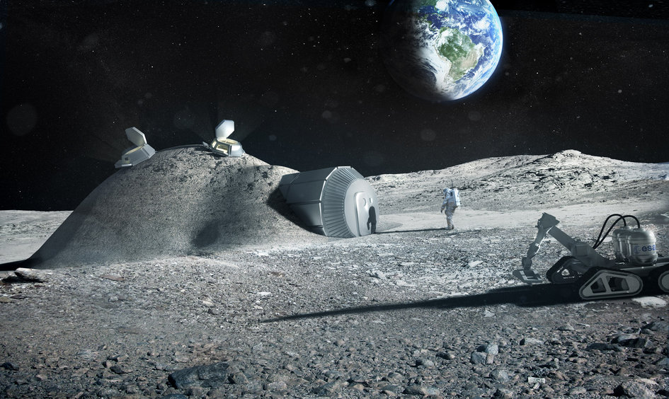 Robot impresora 3d construir base lunar crater mosingenieros