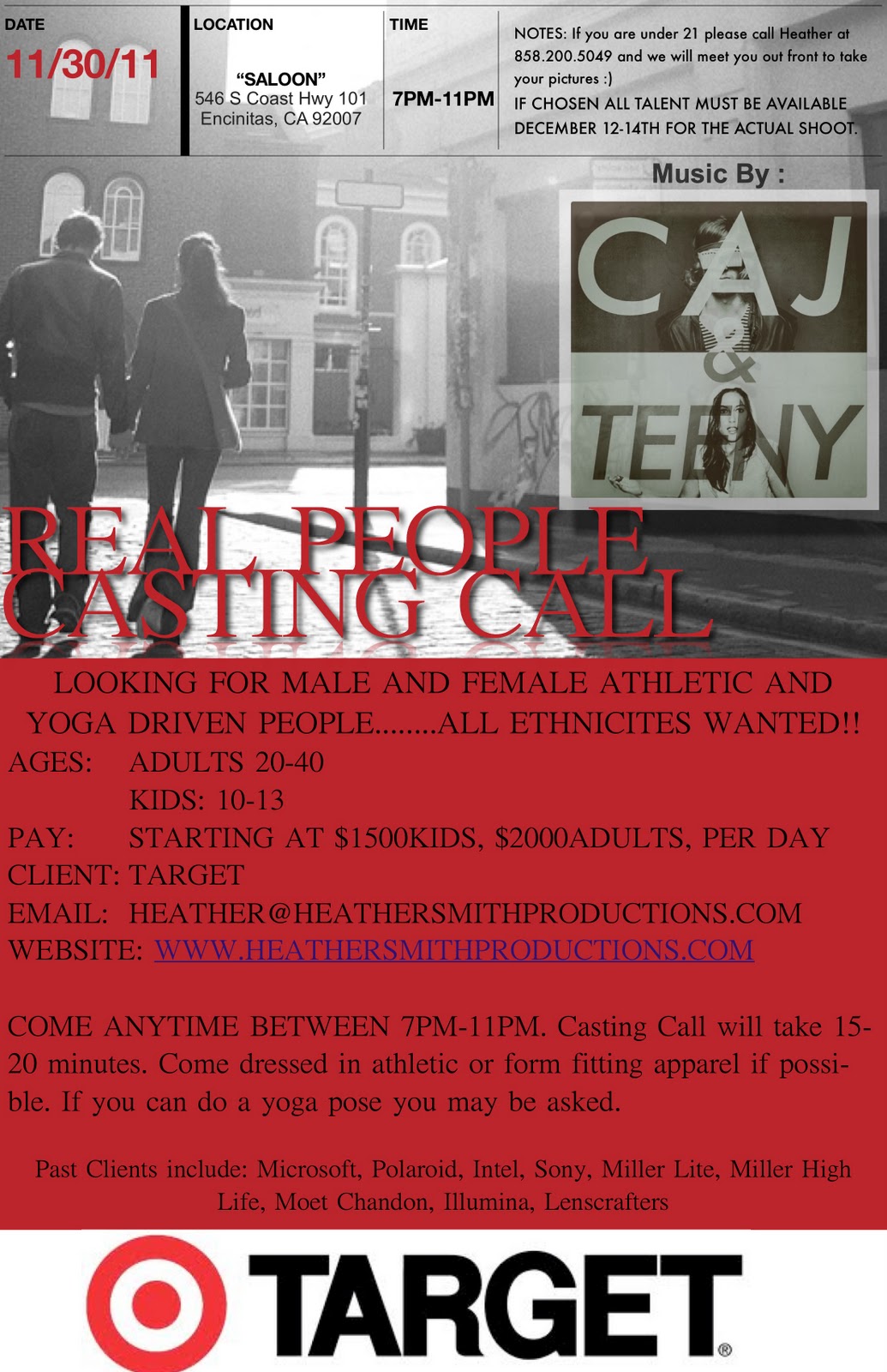 Heather Smith Productions Three different casting calls in San Diego