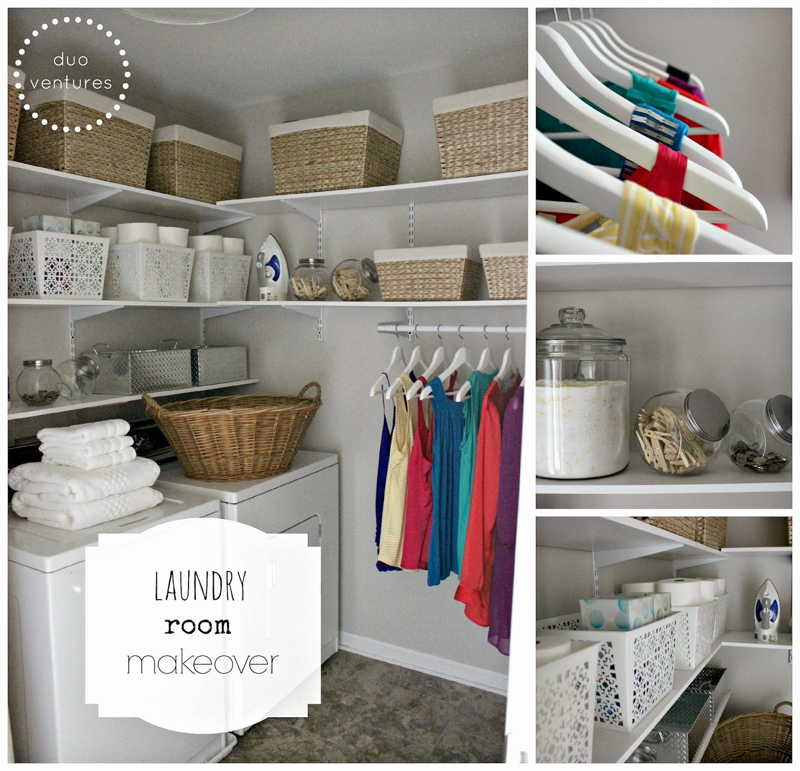 Laundry Room Makeover  DIY Shelves and Storage - Wanderlust Way