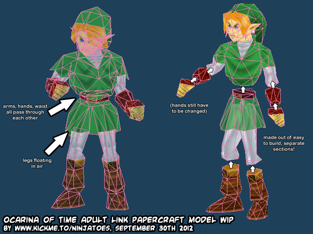 Ninjatoes' papercraft weblog: Papercraft Legend of Zelda: The Ocarina of  Time Menu Link WIP 4!