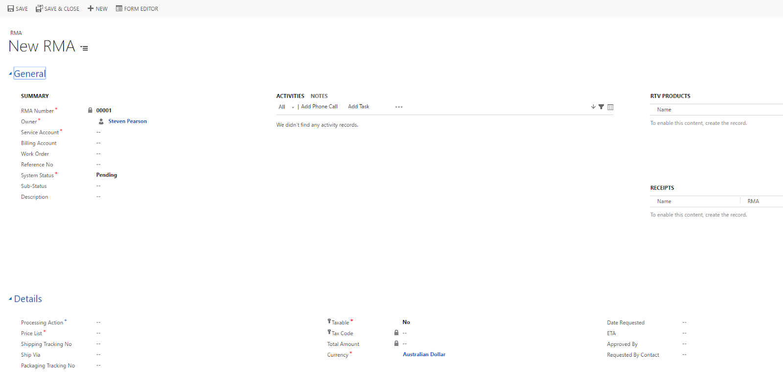 Dynamically 365 Field Service Return Merchandising Authorization
