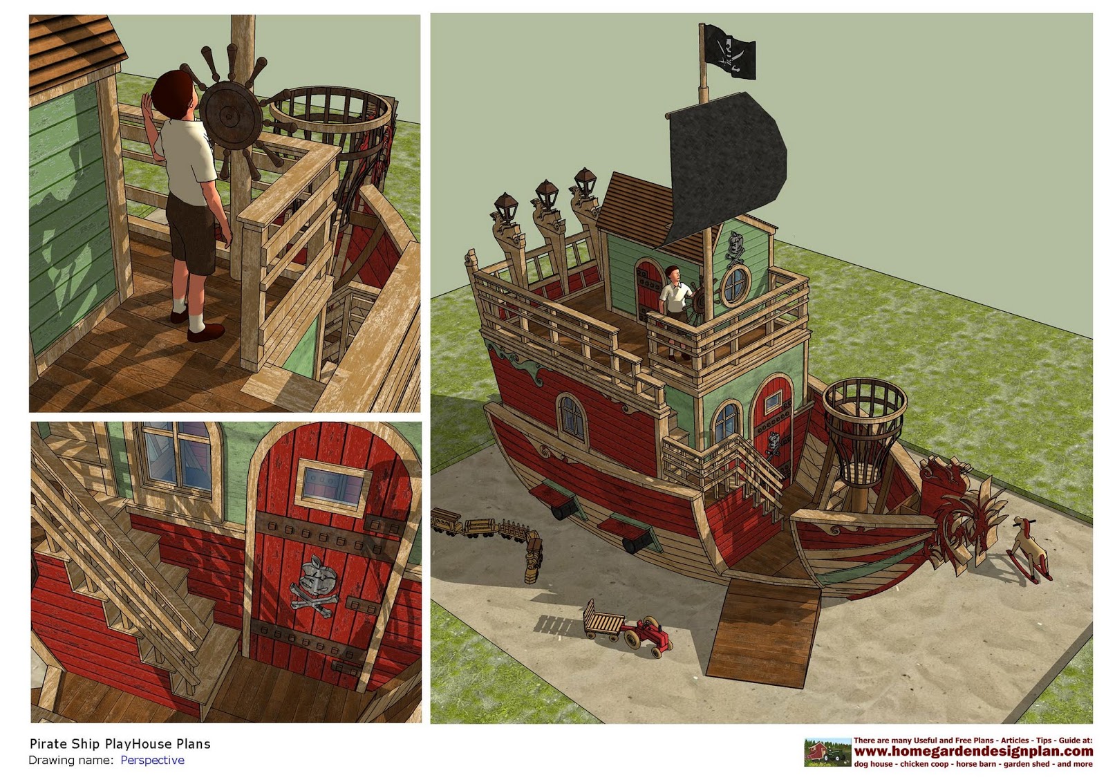 home garden plans: PS100 - Pirates Ship PlayHouse Plans ...