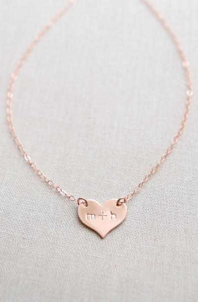 Lovely Clusters - Online Curator : Small Heart Necklace / Engraved Necklace
