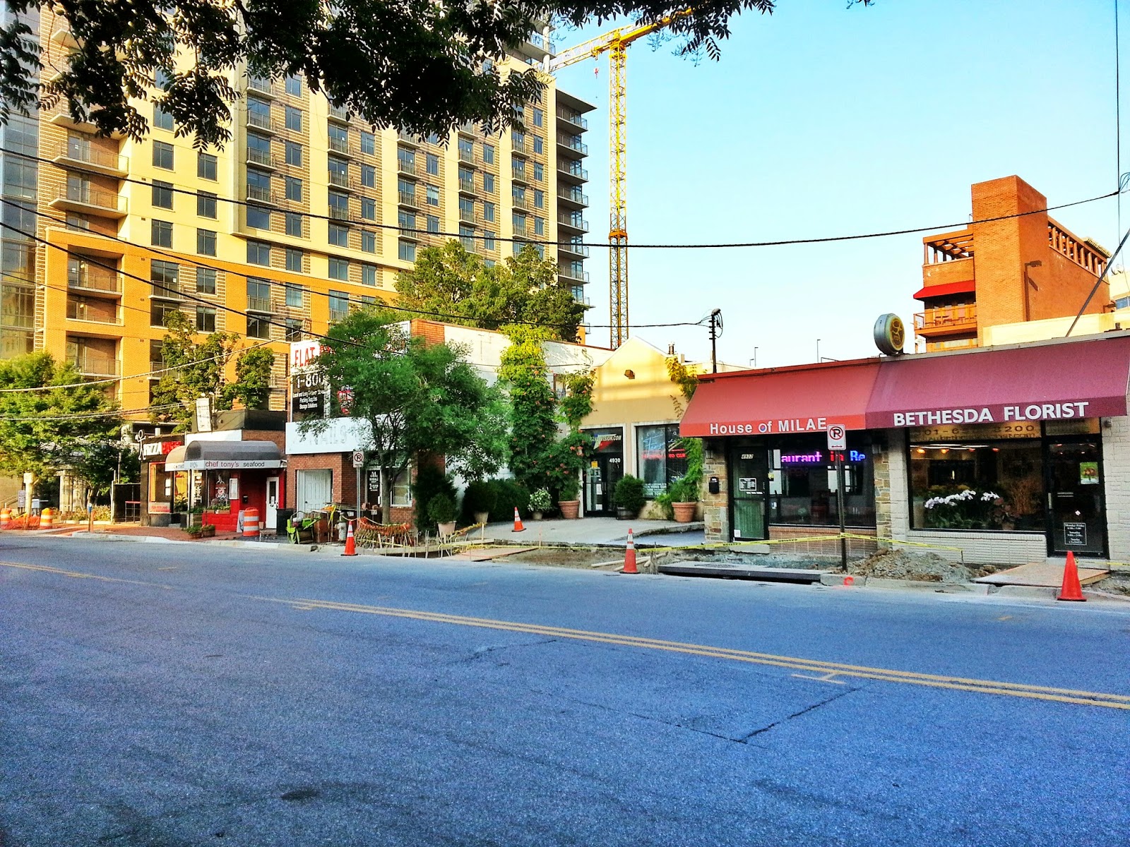 Robert Dyer Bethesda Row SIDEWALK WORK MOVES DOWN ST. ELMO AVENUE