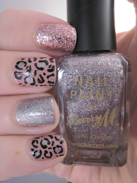 Pink-glitter-silver-leopard-print-nail-art