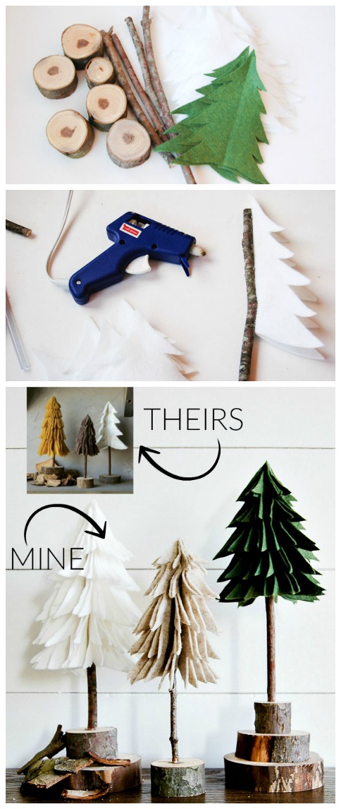 DIY rustic felt trees
