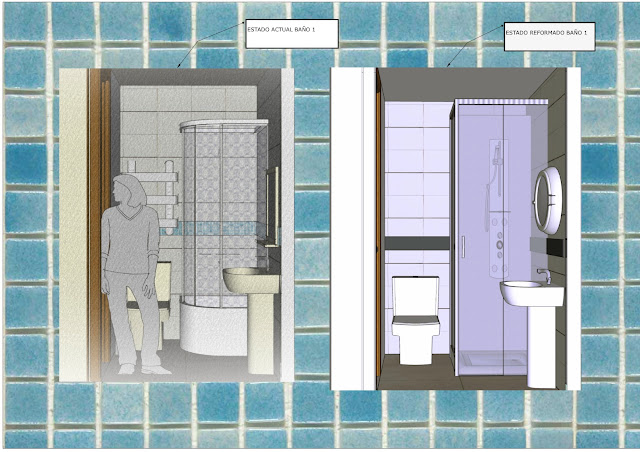 Layout para reforma de baño pequeño en piso Coslada