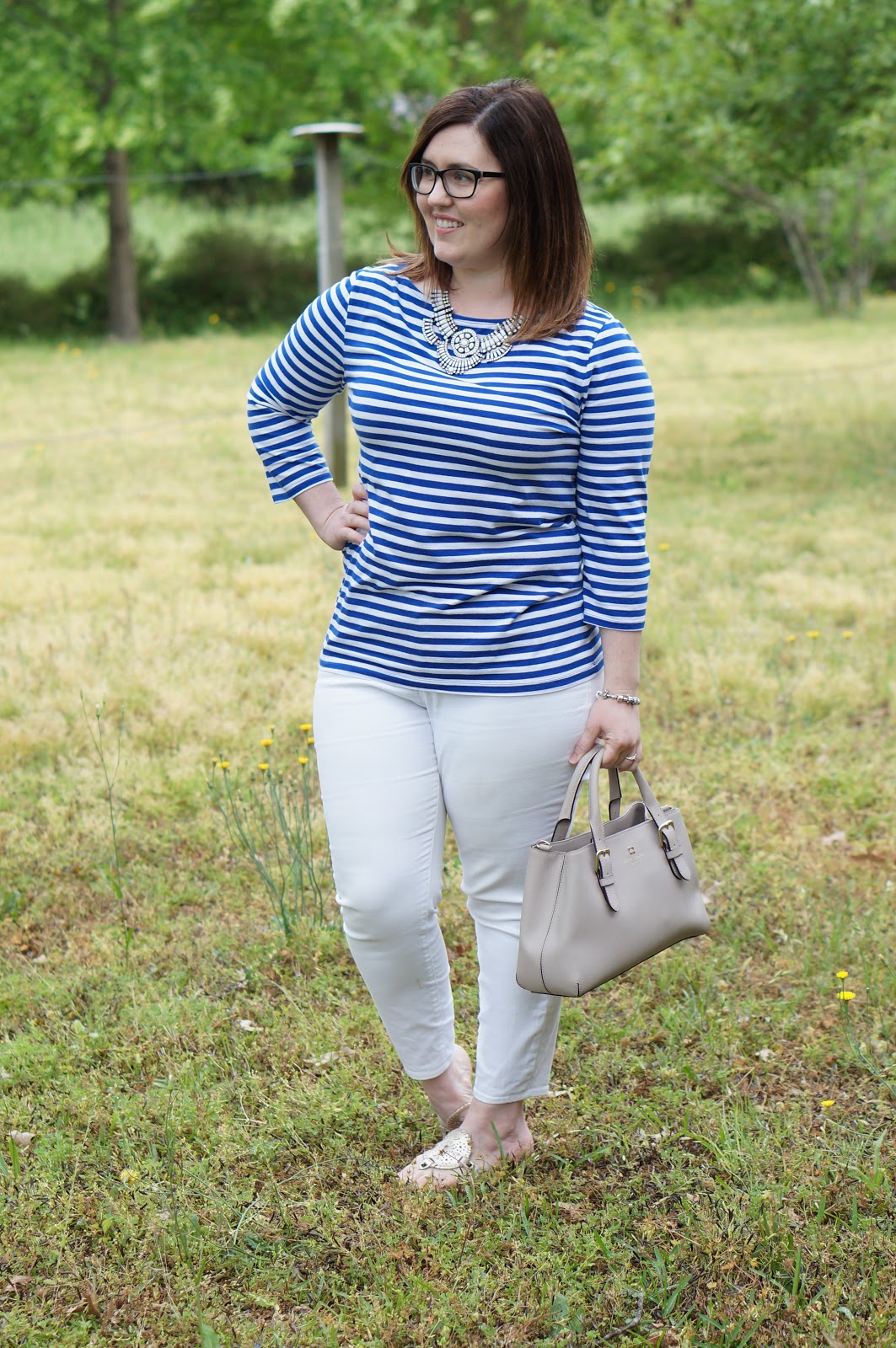 Rebecca Lately Target Striped Top Ann Taylor Curvy Petite Jeans Jack Rogers Georgica Kate Spade Cove Provence