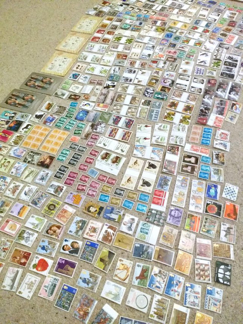 lots of vintage postage stamps