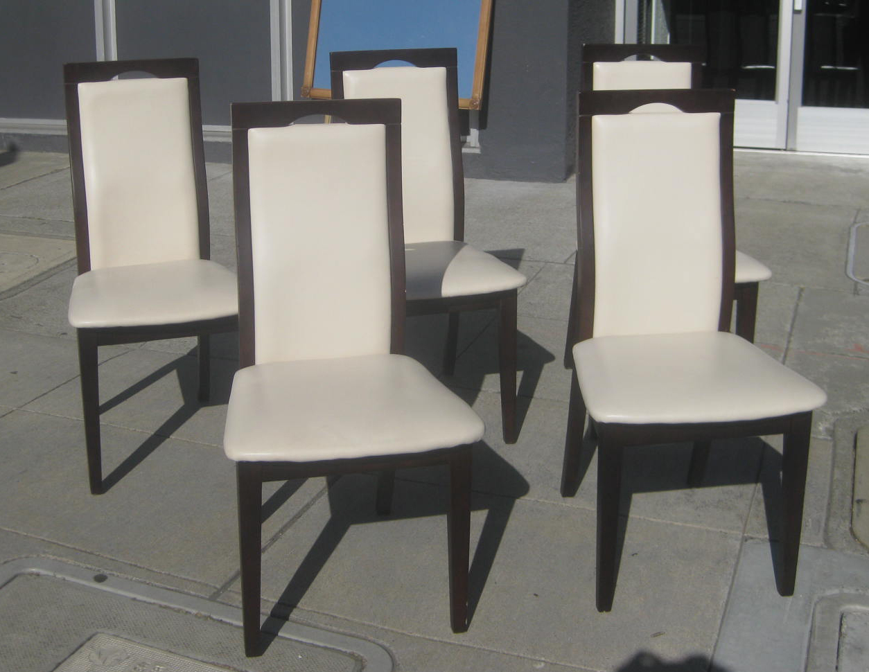 UHURU FURNITURE & COLLECTIBLES SOLD Five White Vinyl Dining Chairs