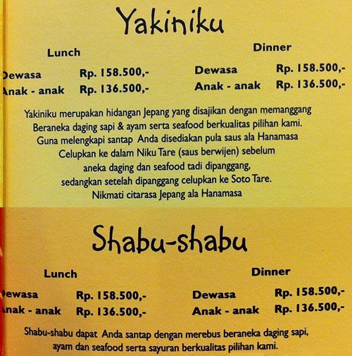 Harga Menu Hanamasa Terbaru 2017