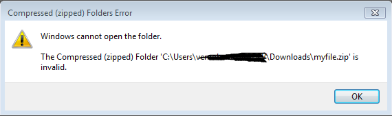 zip folder is invalid zip folder is invalid