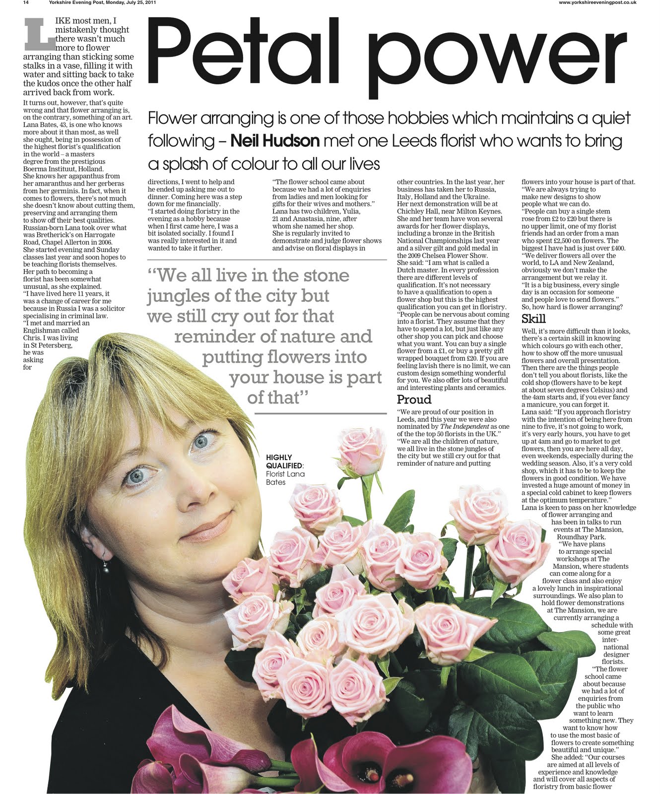 anastasia flowers Yorkshire Evening Post 25.07.11
