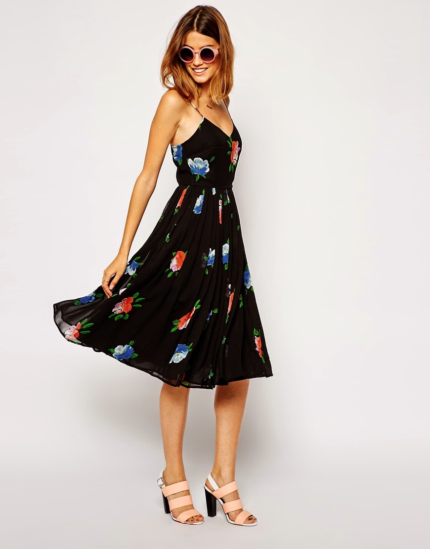 pretties' closet: ASOS Midi Dress with Pleated Skirt in Floral Print