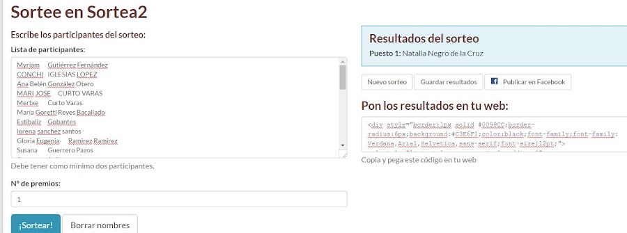 Resultado sorteo blog Manualidades y tendencias