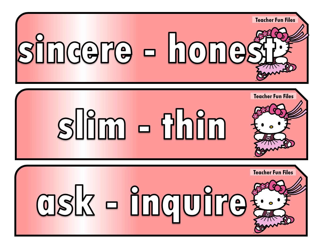 Teacher Fun Files Synonym Flashcards