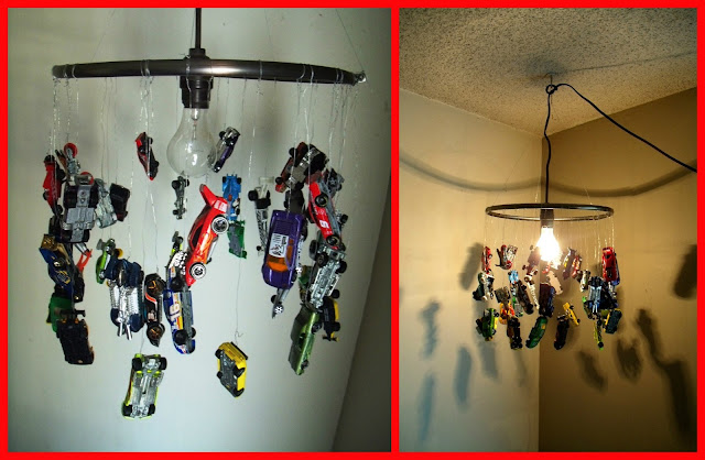 Car Chandelier, Decor, Recycled lamp kit, Recycled Hot Wheels, Hot Wheels lamp