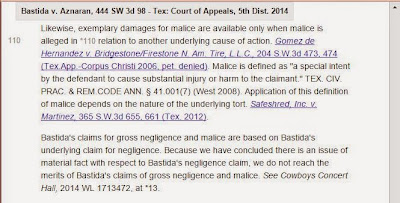 Bastida v Aznaran - exemplary damages - definition of malice