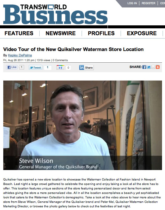 Quiksilver PR Take a Video Tour of the brand new Waterman Store!