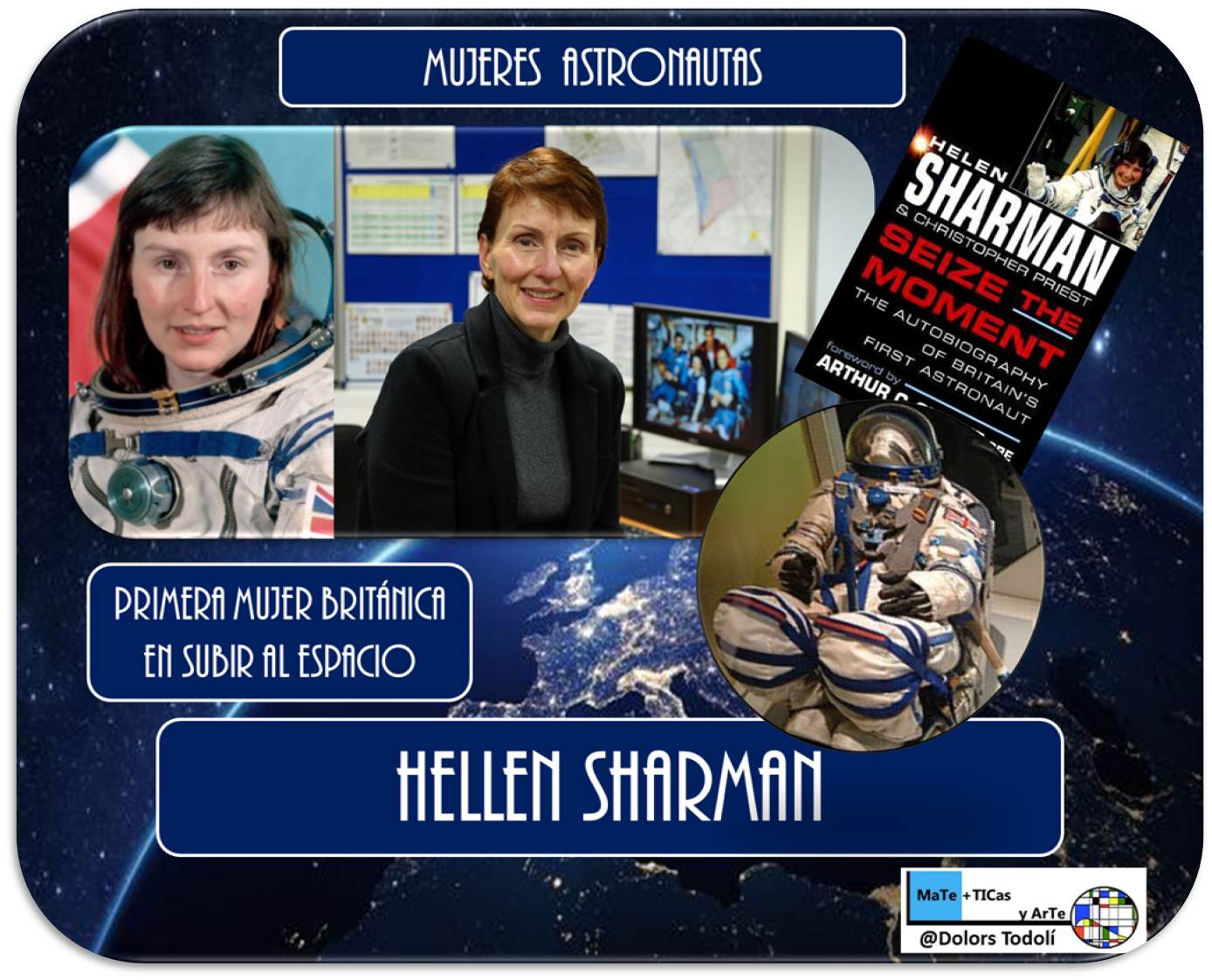 MaTe+TICas y ArTe: HELLEN SHARMAN, primera mujer astronauta del Reino Unido. Infografía.