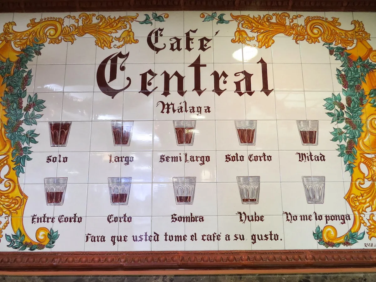 Cafe Central Coffee Menu in Málaga, Spain