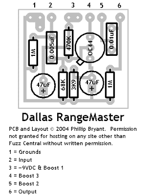 StompBoXed - The Guitar Pedal Builders Repository: Rangemaster Layout