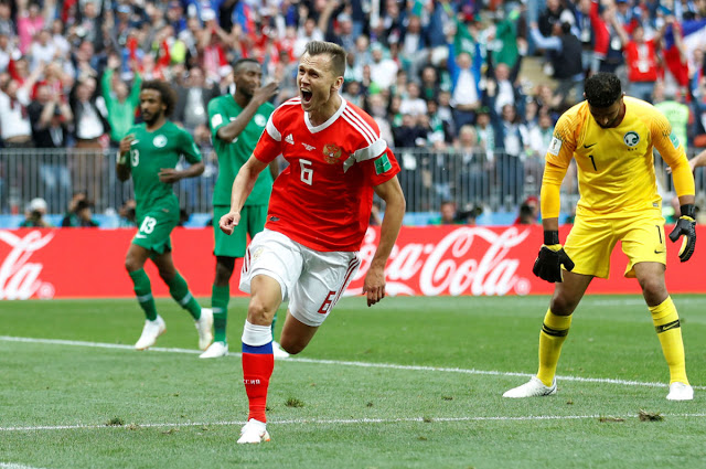 Rusia golea 5-0 a Arabia Saudita en juego inaugural de la Copa del Mundo (Videos)