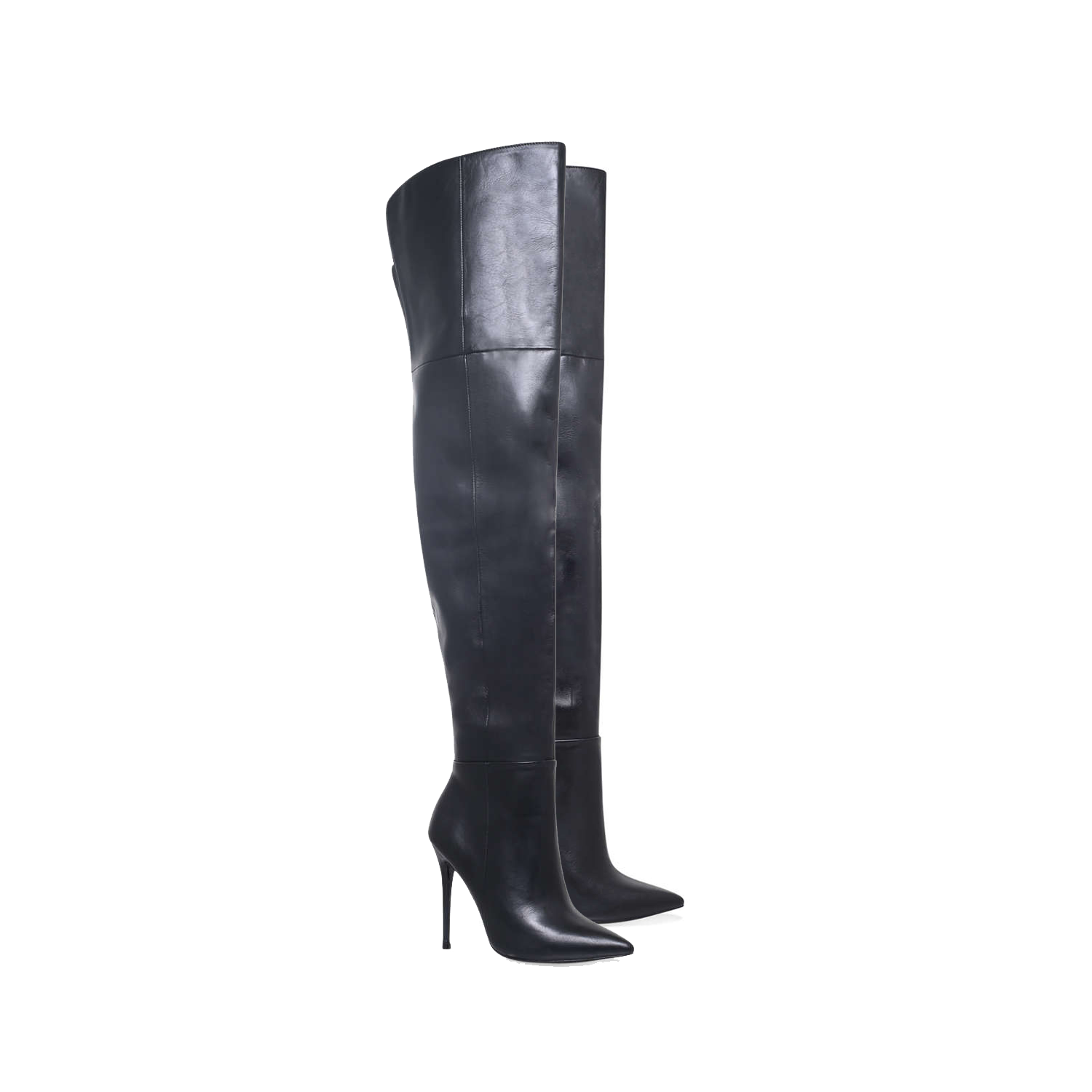 KURT GEIGER VITA BLACK LEATHER THIGH HIGH BOOTS - Reed Fashion Blog