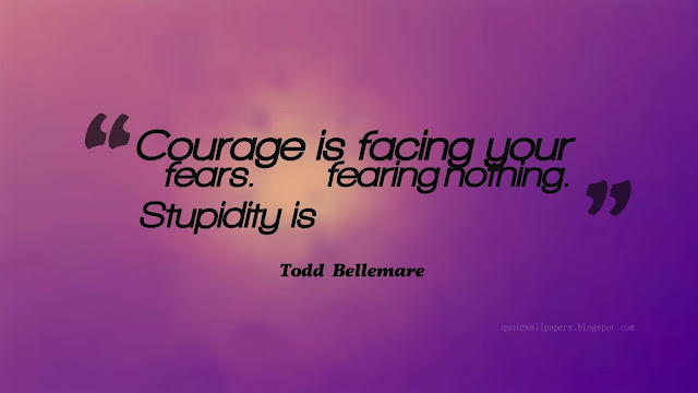 Courage  is  facing  your  fears. Stupidity  is  fearing nothing. - Todd  Bellemare