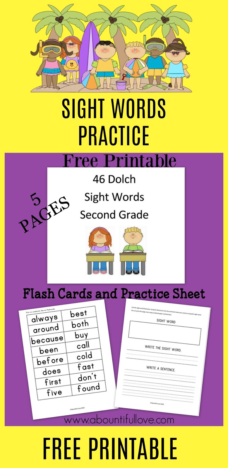 46 Dolch Sight Words for Second Grade - A Bountiful Love