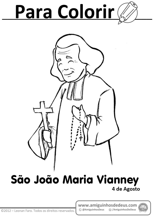 São João Maria Vianney desenho para colorir