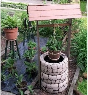 decoracion del jardin con llantas