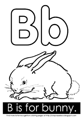 "B is for bunny" alphabet coloring page. | Crayon Palace