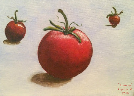 tomatoes, tomates, pintura acrílica, pintura acrílica en canvas, 3 tomates, acrylic painting on canvas