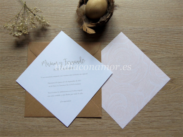 Invitación romántica Diseño con estampado de rosas en tela de encaje, perfecto para una boda romántica