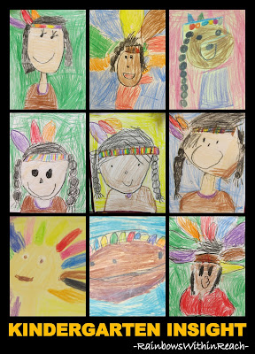 Kindergarten Drawings of Native Americans for Thanksgiving via RainbowsWithinReach