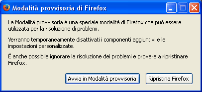 Modalità provvisoria di Firefox